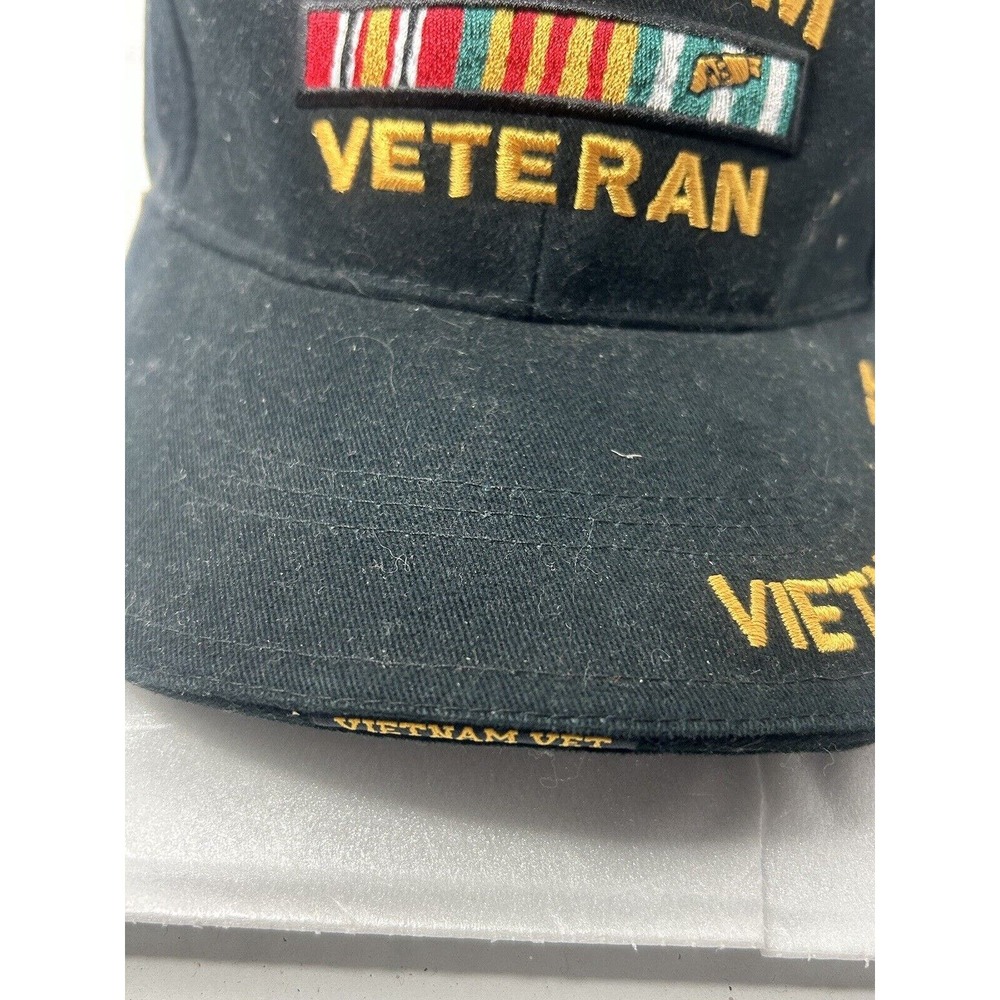 Vietnam Veteran Embriodered Black Black Adjustable Cap